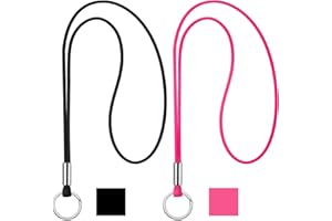 Nezyo 2 Stück Schlüsselband Lang Lanyard Schlüsselanhänger Umhängeband Lanyard Schlüsselband Schlüsselkette Band mit Ring für Schlüssel Ausweis Handy Kamera Lanyard(Schwarz, Rosa)