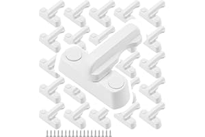 HAKZEON Set of 25 White Sash Jammers, Window Locks with Screws, Zinc Cast Alloy Window Anti-Theft Flush Lock Sash Jammer Blocker for UPVC PVC Doors Windows