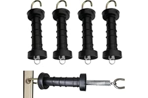 ESENLONG 5 Pcs Manija de Puerta de Resorte de Valla Eléctrica, Manijas de Puerta de Valla Eléctrica de Plástico con Aislamiento de Resorte, Accesorios de Granja (Negro)