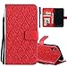Produktbild COTDINFOR iPhone X Protective Standing Hülle Elegant PU Tasche Leder Flip Schutzhülle Cover im Bookstyle Kartenfächer Magnet Etui Schale für iPhone X / 10 Red Rattan KT.