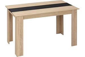 HOMCOM Table à Manger rectangulaire pour 4 à 6 Personnes, Table de Cuisine, 120 x 69 x 75 cm, Style Moderne, Pieds triangulaires Plus Stable, chêne et Noir