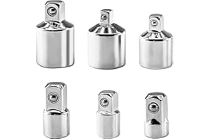 ATSGJLZN 6PCS D'adaptateurs à Cliquet, Adaptateur Douille Clé a Cliquet 1/4" à 3/8"、3/8 "à 1/4"、3/8 "à 1/2"、1/2" à 3/8"、1/2 "à 1/4"、1/4" à 1/2" Adaptateurs Réducteur Pour Douilles et Embouts