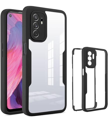 HAOYE Cover per OPPO A94 5G / Reno 5Z 5G (Reno5 Z 5G) con Proteggi Schermo, Trasparente Custodia 360 Gradi Silicone TPU e PC Doppio Strato Protettiva Case Bumper. Blu