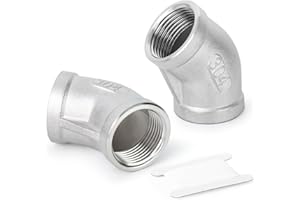 TAISHER 2 pièces Coude à 45 degrés en acier inoxydable 304, 1 pouce BSP femelle sur 1 pouce BSP femelle, raccord de tuyauterie en acier inoxydable 304