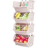 Anadea Panier De Rangement De Fruits Et Légumes Pour La Cuisine Chariot De Panier En Metal Empilable A 4 Niveaux Avec Roulettes Uade5033