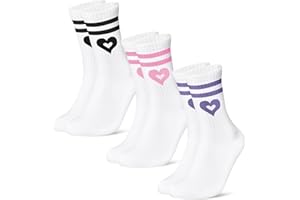 Niofind Tennissocken Damen 39-42 35-38, 3 Paar Hohe Sportsocken mit Herz Motiv, Bequeme Baumwolle Laufsocken für Damen, Weihnachten Geschenk für Frauen Mädchen Freundin Ehefrau Schwester Tochter Paare