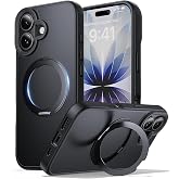 m.tk moveteck Apple iPhone 17 ile Uyumlu Kılıf, Magsafe Halkalı, 360 D&ouml;nebilen Y&uuml;z&uuml;kl&uuml; Standlı, Armour Mat Mıknatıslı Kapak, 