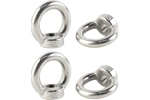 FYting 4 Piezas Argollas de Acero M14,Anneau de Levage M14,Ring Nut Lifting Eye Nut Stainless Steel Hardware para Accesorios de Levantamiento, Macetas Colgantes, Estantes de Columpio(Plata)
