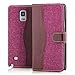 Produktbild Saxonia. Hochwertige Jeans Tasche für Samsung Galaxy Note 4 SM-N910 - edle Schutzhülle mit Fächer für Kredit-, Visitenkarten | beste Qualität und Verarbeitung | stabile Standfunktion | Farbe: Braun-Rosa