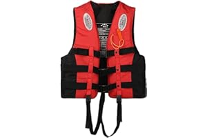 Homesally Giubbotto di Salvataggio per Adulti, Giubbotto Salvagente per Kayak con Fischietto, Giubbotto Salvagente per Donna e Uomo Regolabile per Sport Acquatici, Pesca, Canottaggio, Surf,Rosso,M