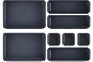 Omtofo Organizer Cassetti, 8 Pezzi Organizer Cucina, 3 Taglie Antiscivolo, Regolabile, Vassoio Portaposate Scatole Stoccaggio Divisori, Per Trucchi, Scrivania, Bagno, Ufficio, Utensili