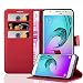 Produktbild Samsung Galaxy J7 2016 Hülle in ROT von Cadorabo - Handyhülle mit Kartenfach und Standfunktion Case Cover Schutzhülle Etui Tasche Book Klapp Style in KARMIN ROT