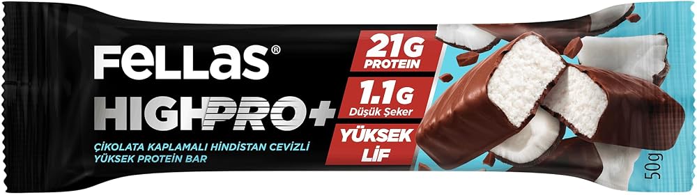 Fellas Çikolata Kaplı HighPro+ Protein Bar - Hindistan Cevizli (50g)
