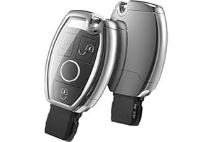 ‎OATSBASF OATSBASF Autoschlüssel Hülle für Mercedes Benz, Schlüsselhülle Cover für Mercedes Benz W204 W211 2-3 Keyless Tasten A B C E Class (Silber)