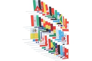 LIOOBO 40 Countries International World Stick Flag Country Flags Flags of The World Poster Game Corner Poguelandia Flag Of The Poster 2025 Hand Held (40 Random Pattern)