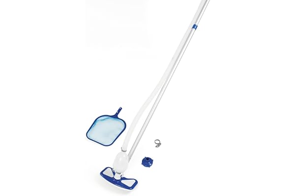 Bestway 58234 Kit de Nettoyage pour Piscine, Aspirateur, Épuisette, Tuyau, Manche Alu 4 X 60 cm