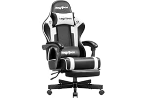Riftracer Gaming Stuhl Chair Gamer Sessel - Ergonomischer Gamer Stuhl mit Fußstütze Kopfstütze und Lordosenstütz Höhenverstellbar Gepolstert Gamingstuhl 150 Kg Tragkraft PC Sessel Drehsessel Schwarz