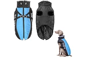 Jodsen Cappotto Impermeabile Giacca Invernale Calda,Grande Cappotto Invernale Per Cani Giacca per Cani con Imbracatura Gilet Riflettente Antivento per Cani Grandi,Cani di Taglia Grande (3XL,Blu)