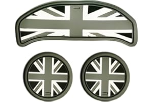 UVCANY Mini F54 Posavasos para Coche, 3 Piezas Antideslizante Portavasos Incrustado en Adornos Posavasos para Mini Cooper Clubman F54(Union Jack Gris)