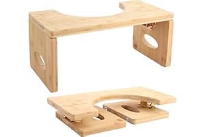 LOPYXBR Bamboo Toilet Stool Squat Adult, 15.7 x 7.9 x 7.3 inch/ 40 x 20x 18.5 cm Poop Stool for Adults, Foldable Bamboo Toilet Step, Durable and Non-Slip Bathroom Squatty Potty for Bathroom