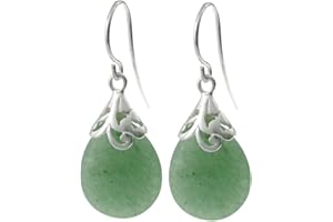 Queenberry Ohrring grüner, natürlicher Aventurin in Tropfenform aus Sterling-Silber
