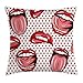 Produktbild Pants New Modern Throw Pillow Cushion Cover, Pop Art Style Sexy Kiss Woman Lips Mouth Figures on Polka Dots Vintage Graphic, Decorative Square Accent Pillow Case, 18 X 18 inches, Red White Coral