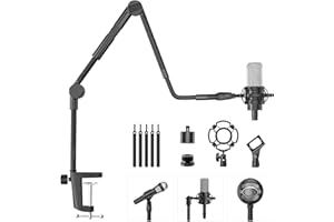 KDD Mikrofon Ständer 94CM, Verstellbarer Schwanenhals Mikrofon Arm mit 5/8" & 1/4" Adapter, Stoßdämpfer, Mikrofonklemmer, Mikrofon Halterung Schreibtisch für Blue Yeti Nano Snowball Ice Videoaufnahme usw.