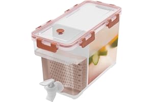 ALNEMY Kunststoff-Getränkespender,Limonadenspender,Getränkespender mit Zapfhahn, Kühlschrank Wasserspender mit Wasserhahn, Großer Wasserkrug mit Wasserhahn,Große Kapazität Getränkespender (Orange, 3.5L)