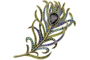 HUAQIGUO Crystal Peacock Feathers Brooch Boho Enamel Animal Bird Pins Vintage Brooches Wedding Fashion Accessories for Clothes