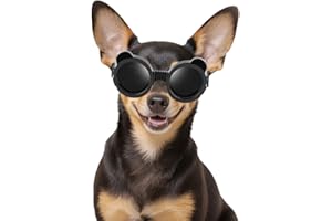 Enjoying Gafas para perro raza pequeña, protección UV, gafas de sol para chihuahua y razas muy pequeñas, para coche, antiviento, antipolvo, antivaho, transpirables, correas ajustables, panda negro