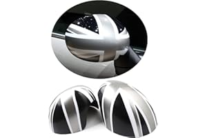 UVCANY MINI Extérieur Miroir Décor, coques de rétroviseurs latéraux pour Mini Cooper One/S/JCW R50 R52 R53 2002–2006 (Union Jack gris)