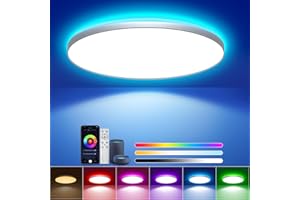 ToyGlee LED Deckenleuchte Dimmbar, 36W Ø30cm Smart RGBIC LED Deckenlampe mit Fernbedienung, Funktioniert mit Alexa & Google Assistant, Deckenleuchten für Schlafzimmer, Wohnzimmer