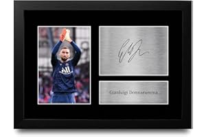 HWC Trading Gianluigi Donnarumma Paris Blue and Reds Cadeaux imprimés photo autographe signée pour les fans de football et les supporters - A4 Encadré