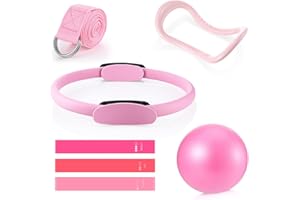 ‎NEWOFVIEW Newofview Pilates Ring Set Exercise Equipment with 3 Pilates bänder & Pilates Ring & Ball & Spanner & Yogagurt für Core-Training für Frauen
