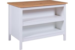 Inter Link - Cucina a isola - Isola centrale - Piano di lavoro - Mobiletto con ripiani - Melaminico - Lunghezza 124 cm - Altezza 82 cm - Profondità 75 cm - Julina - Bianco/Rovere Artigianale