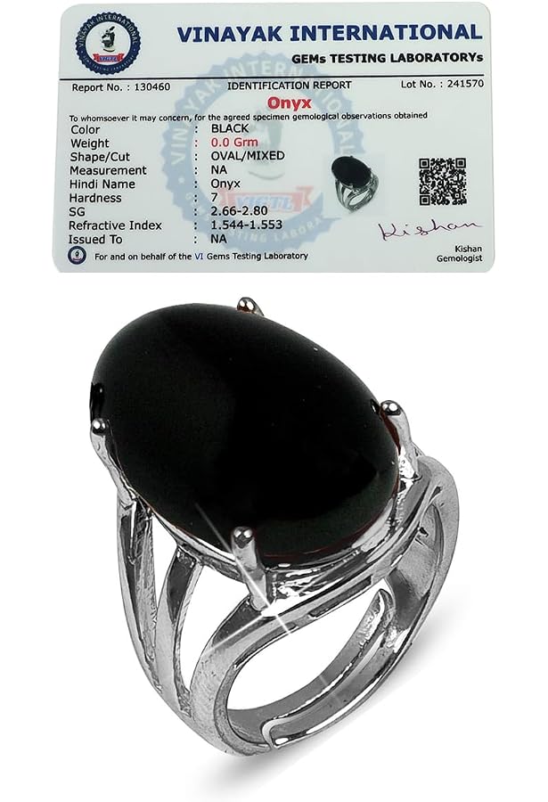 DINJEWEL 7 Ratti Black Sulemani Hakik Stone Ring - Gold Plated Adjustable, Certified - View #6