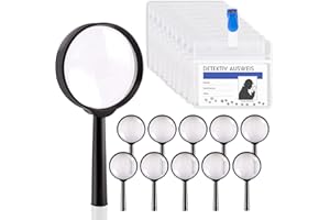 COEKI Detective Magnifying Glass Children's Set, 10xMagnifying Glass Toys and 10xDetective ID Badges with Clip, Explorer Set Party Bags for Children's Birthday Parties Indoor and Outdoor Detective Role Play