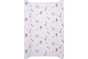 TINY TO TOTS BABY TO TODDLER Wedge Changing Mat, Safari Zoo Animal Print Baby Changing Mat, Anti Roll Waterproof Raised Edges Comfortable Cushioned 70 x 50 x 10cm Wipe Clean Material