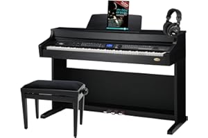 ‎CLASSIC CANTABILE Classic Cantabile DP-A 410 SM E-Piano Set inkl. Bank, Kopfhörer und Schule (Digitalpiano 88 Tasten Hammermechanik, Kopfhöreranschluss, USB, Begleitautomatik, 3 Pedale, inkl. Noten und Hocker) schwarz