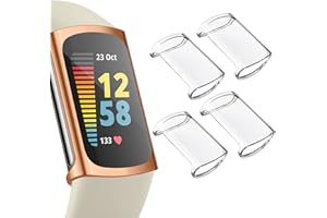 WOOZ Screen Protector Compatible with Fitbit Charge 6/5, Soft TPU All-Around Cover Anti-Scratch Case for Charge 6/5 (Clear + Clear)