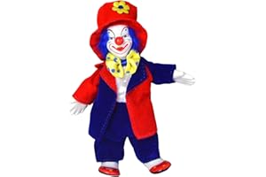Paowsietiviity Figura della bambola del pagliaccio bambola farcita per la decorazione della tavola, Height: 18cm, Blu E Rosso.