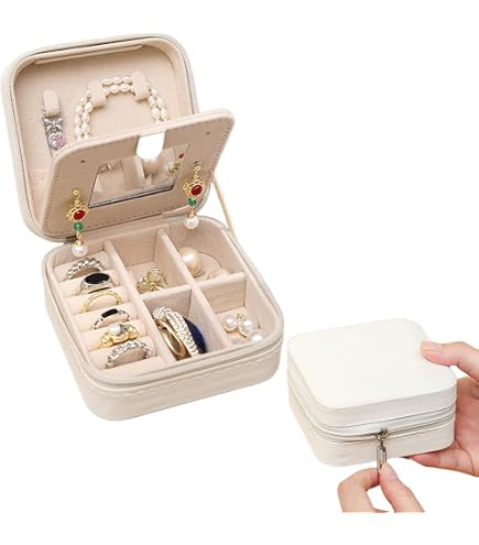 Boîte De Rangement Bijoux Voyage Pliable Rose Clair - Organisateur Boucles D'Oreilles, Colliers, Bracelets
