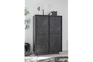 Web Convenienza Madia con 4 Ante Made in Italy – Credenza Contenitore Collezione Carrara per Soggiorno Cucina Ingresso Sala da Pranzo Mobile Design moderno originale Marmo Nero