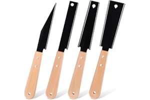 Tahbarshi 4 Pcs Japanese Pull Saw Small Hand Saws Flush Cut Saw Double Edge Saws Woodworking Tools with Fine Tooth Wooden Handle for DIY, Furniture Making & Carpentry (Black)