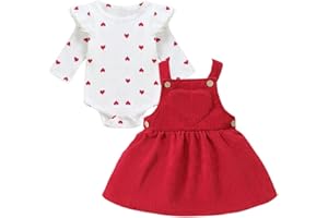 Asmea Vestiti Neonato Femmina Body Neonata Maniche Lunghe a Volant + Bretella Gonna Regalo Neonata Femmina Abbigliamento Bimba Completo Bambina Tutina Neonato 0-18 Mesi Femmina