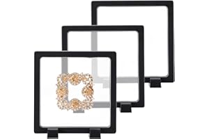 CAIYA 3 Pezzi Espositore a Telaio Galleggiante, Cornice Flottante Trasparente 3D, Espositore per monete Challenge, per la Visualizzazione di Francobolli, Medaglie, Gioielli, campioni（11 x 11 cm）