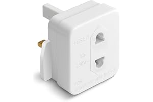 Desiretech - UK Shaver Adaptor Plug - Fused 1A 250V 2-Pin to 3-Pin Converter - CE Certified Plug for Electric Shaver & Toothbrush - Compact, Heat-Resistant, Safe UK Bathroom Socket Adaptor - White