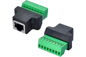 COVVY RJ45 Schraubklemmenadapter, CCTV/DVR Ethernet Verbindungsstück RJ45 Weibliches Jack zu 8 Pin Schraube RJ45 Verbindungsstück (2PCS)