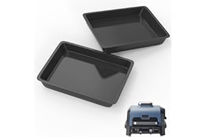 OUTSPARK Drip Pan Liners for Ninja Woodfire Outdoor Grill Pro XL OG850 OG951 Accessories, Reusable Silicone Tray, Non-Disposable Replacement Parts for Ninja OG800 OG900 Series Grill, Pack of 2, Black