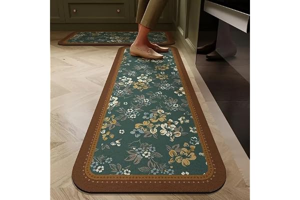 Proxin Kitchen Mat for Floor Set of 2 Pcs Waterproof Memory Foam Kitchen Rugs Non-Skid, Soft Absorbent Rugs for Kitchen, Laundry, and Hallway (118x38cm, 58x38cm)